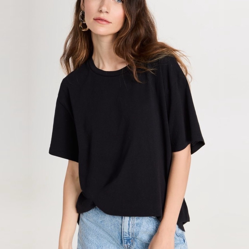 Zara Oversized Scoop Neck Black T-Shirt